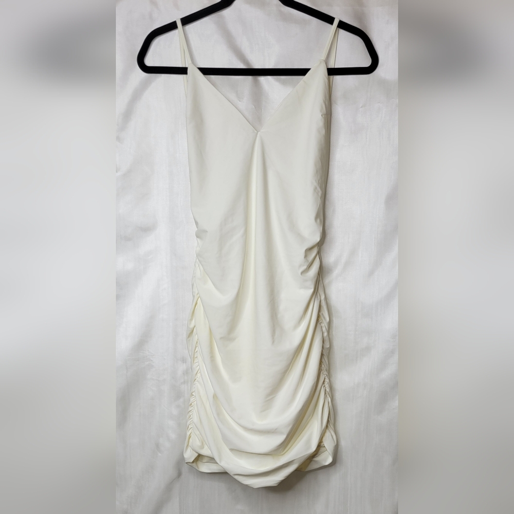 Tiger Mist ruched mini dress, off white